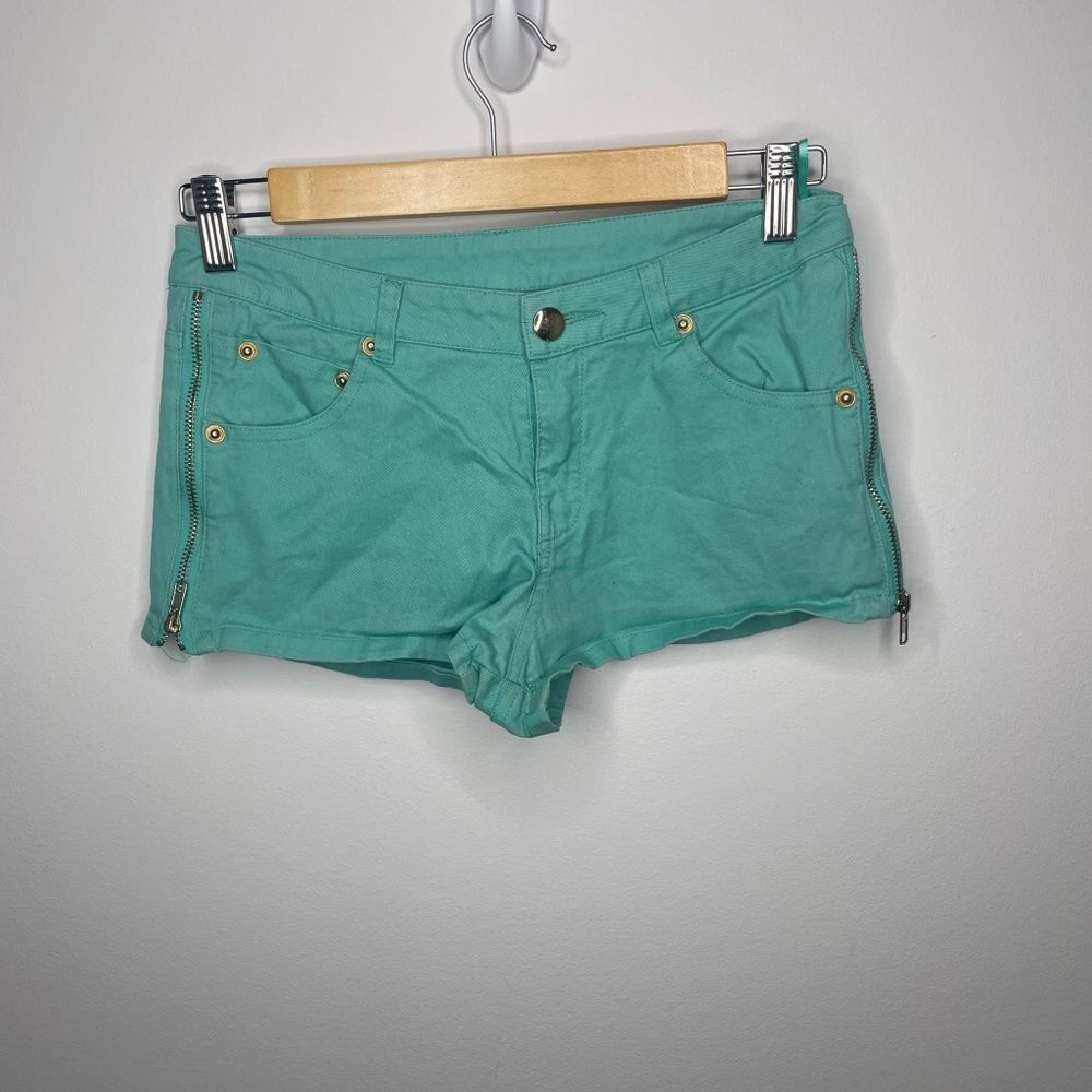 Andree- Teal Shorts with Zippers on Side